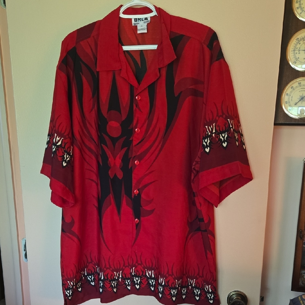 DNLA Sport Red Tribal Print Men's Shirt